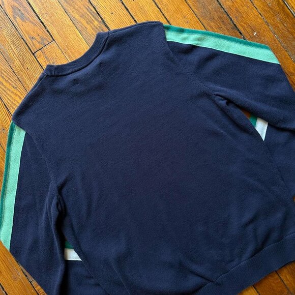 OuterKnown Organic Cotton Crew Neck Knit Sweater Men Small Blue White Green - Picture 6 of 6